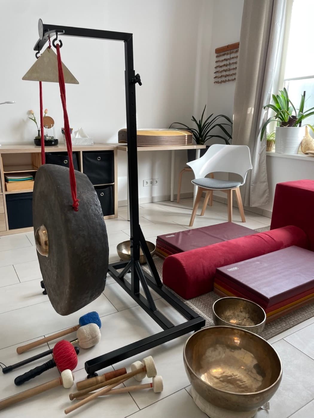 Mobiles Gong-Setup fuer eine Klangpause in Bernau